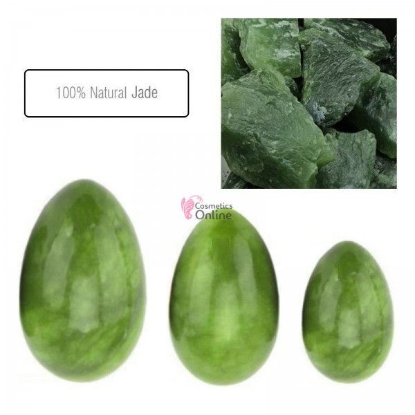 Piatra de jad natural pentru masaj Yoni Eggs 3 bucati cu dimensiuni S, M, L  JD025CC
